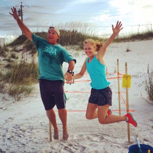 Dan and Elaine jump for joy after finding nest #52.